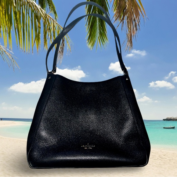kate spade Handbags - Kate Spade Leila Black Pebble Leather Triple Compartment Shoulder Bag Satchel